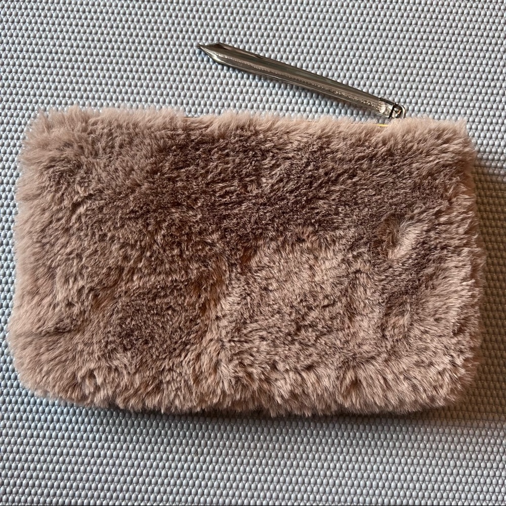 Banana Republic Gray Furry Zipper Pouch